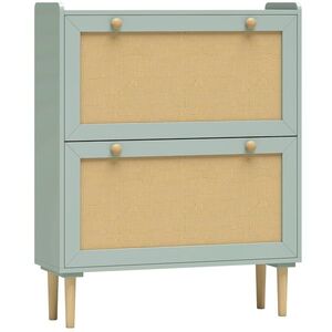 Imagine HOMCOM Dulap pentru pantofi 12 perechi, dulap pentru pantofi cu 2 sertare rabatabile, rafturi reglabile, 80x26x101 cm, verde | Aosom Romania