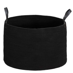 Imagine HOMCOM Coș pentru Rufe de 88L, Portabil și Pliabil cu Mânere, Coș de Rufe din Bumbac Natural, Ø56x35, 5 cm, Negru | Aosom Romania