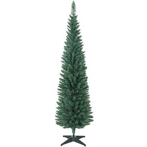 Imagine HOMCOM Brad de Crăciun artificial slim 180 cm cu 321 de ramuri, aspect de brad, cu bază din plastic, verde | Aosom Romania