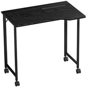 Imagine HOMCOM Birou Pliant 80 x 52 cm, Birou pentru Calculator pe Roți cu Fantă pentru Dispozitiv, Montaj Ușor, Negru | Aosom Romania