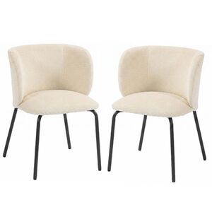Imagine HOMCOM Set de 2 scaune de dining tapițate din chenille, spătar înfășurător, sarcină 120 kg, 57 x 58 x 77 cm, Bej | Aosom Romania