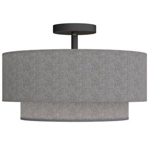 Imagine HOMCOM Lampă de tavan, corp suspendat cu abajur dublu cu aspect de in, taupe | Aosom Romania