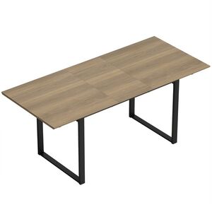 Imagine HOMCOM Masă extensibilă 140–180 cm pentru 6–8 persoane, dreptunghiulară, design industrial cu cadru din oțel, maro | Aosom Romania