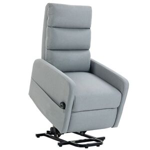Imagine HOMCOM Fotoliu relax electric cu ajutor la ridicare, Telecomandă, Spumă moale, Buzunar lateral, Tapițerie cu aspect de in, Gri | Aosom Romania
