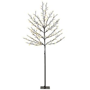 Imagine HOMCOM Copac de Crăciun tip cireș, 180 cm, cu LED-uri, 20 ramuri, timer zilnic, pentru interior și exterior acoperit, negru | Aosom Romania