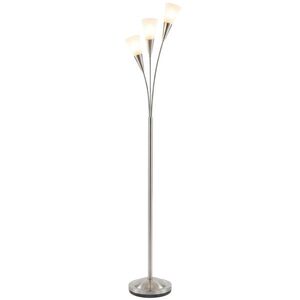 Imagine HOMCOM Lampă de podea pentru living 40 W, lampă de podea cu comutator de picior, 3 x soclu E14 pentru dormitor, birou, fără bec, Argintiu | Aosom Romania
