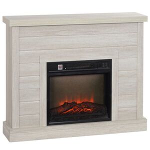 Imagine HOMCOM Șemineu Electric cu Flacără 3D, Oprire Automată, Încălzire Reglabilă și Temporizator, 96, 5x22x81, 7 cm, Gri Deschi | Aosom Romania