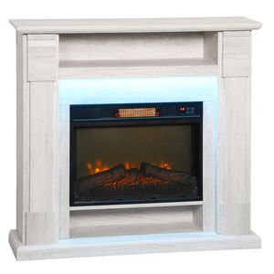 Imagine HOMCOM Șemineu Electric 1800W Reglabil cu Flacără 3D, Raft, Timer și Telecomandă, 105x27x97 cm, culoare Lemn | Aosom Romania