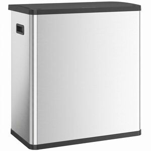 Imagine HOMCOM Coș de gunoi automat cu senzor de mișcare în infraroșu și sistem de separare a deșeurilor, capac, 60L, Argintiu | Aosom Romania
