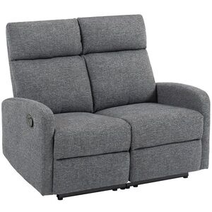 Imagine HOMCOM Sofa cu 2 locuri, spătare reglabile individual, suport de picioare, material textil, oțel, Gri | Aosom Romania