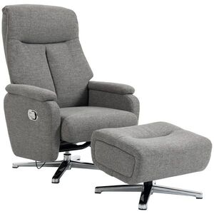 Imagine HOMCOM Fotoliu relax reglabil manual, fotoliu lounge cu taburet, gri închis | Aosom Romania