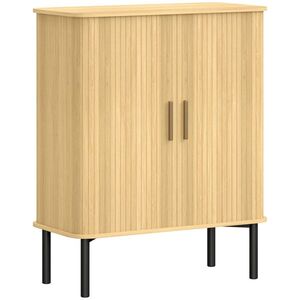 Imagine HOMCOM Dulap pentru Pantofi 5 Niveluri 15 Perechi cu Uși tip Rulou Glisante, Rafturi Reglabile, 78x38x95, 2cm, Stejar | Aosom Romania