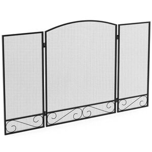 Imagine HOMCOM Grilaj de protecție pentru șemineu, paravan anti-scântei pliabil în 3 părți din metal pentru living și dormitor, 123 x 70 cm, Negru | Aosom Romania