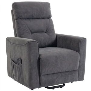 Imagine HOMCOM Fotoliu relax cu asistență electrică la ridicare, masaj & încălzire, fotoliu chenille cu sistem cu arcuri, Gri închis | Aosom Romania