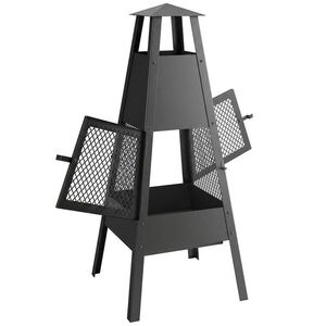 Imagine Outsunny Focar de Exterior cu Coș de Fum Conic 41x40, 5x97 cm Oțel Carbon cu Plasă Protectoare pentru Curte Terasă Negru | Aosom Romania