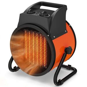 Imagine Outsunny Încălzitor Electric Ceramic PTC 5000W Termostat Reglabil 3 Moduri Unghi Reglabil Portabil pentru 48 m² Portocaliu | Aosom Romania