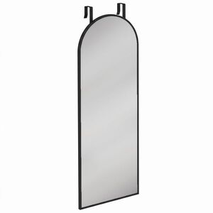 Imagine HOMCOM Oglindă de Perete Arcuită 110x40 cm, Ramă din Aluminiu, Cârlige, Design Modern, Negru | Aosom Romania