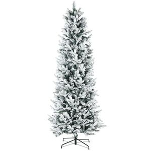 Imagine HOMCOM Pom de Craciun Artificial Inalt de 225cm, Decor de Sarbatori cu 988 Ramuri Inzapezite, Deschidere Automata, Baza de Otel, Verde