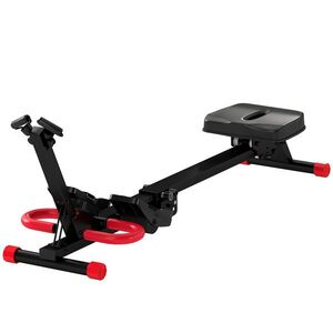 Imagine SPORTNOW Aparat de Vâslit Pliabil Profesional cu Benzi de Rezistență, 120 kg, Roșu și Negru | Aosom Romania
