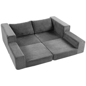Imagine HOMCOM Canapea extensibilă 4-în-1 cu funcție de dormit, extensibilă, canapea pliabilă, 2 locuri, Gri | Aosom Romania