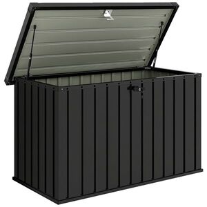 Imagine Outsunny Ladă de Depozitare Exterior 400L din Oțel Zincat, cu Încuietoare și 2 Chei, 124 x 66 x 72 cm, Negru | Aosom Romania