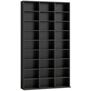 Imagine HOMCOM Dulap Dvd Con 9 Rafturi, 21 Regolabili, 27 Scomparti, Negru | Aosom Romania