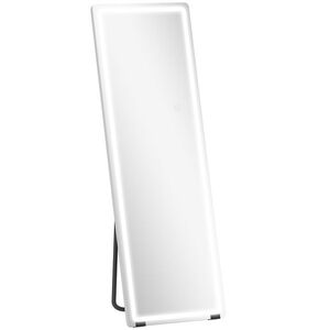 Imagine HOMCOM Oglindă de Corp Întreg cu LED, 150x50 cm, Iluminare în 3 Culori, de Podea, Sprijinită sau Montată pe Perete, Transparentă | Aosom Romania