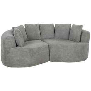 Imagine HOMCOM Canapea 3 locuri fără cadru, cu șezut amplu, 6 perne, design curbat, din chenille, gri deschis | Aosom Romania