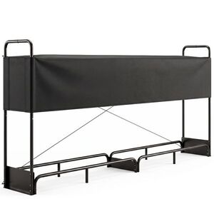 Imagine Outsunny Suport Lemne de Foc Interior și Exterior din Oțel Galvanizat cu Husă Oxford, 500 kg, 260x38x118 cm, Negru | Aosom Romania