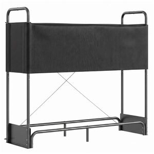 Imagine Outsunny Suport pentru Lemne de Foc pentru Interior și Exterior, Oțel Galvanizat cu Husă Oxford, 132x38x118 cm, Negru | Aosom Romania