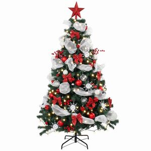 Imagine HOMCOM Brad Crăciun 180cm cu 200 LED-uri Telecomandă, 8 Moduri, 800 Ramuri | Aosom Romania