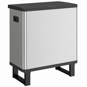 Imagine HOMCOM Coș de gunoi automat cu senzor, 54 L, 3 compartimente, oțel inoxidabil, argintiu | Aosom Romania