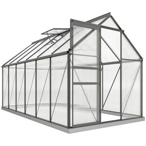 Imagine Outsunny Seră de grădină din policarbonat, 7, 1 m², cu cadru din aliaj de aluminiu, jgheaburi, ferestre reglabile și ușă glisantă | Aosom Romania