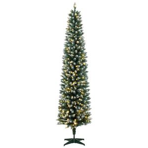 Imagine HOMCOM Brad de Crăciun Subțire Înzăpezit cu 170 LED-uri Bicolor 180 cm 351 Ramuri Ignifuge 11 Moduri Telecomandă Verde | Aosom Romania