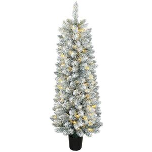 Imagine HOMCOM Brad de Crăciun Îmbrăcat în Zăpadă cu 100 LED-uri 120 cm 8 Moduri 180 Ramuri Verde și Alb | Aosom Romania
