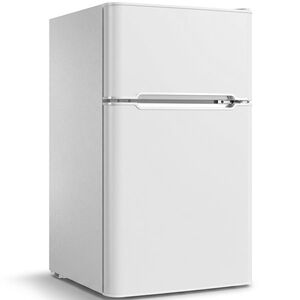 Imagine HOMCOM Mini-frigider cu congelator 2-usi cu termostat reglabil Frigider mic pentru băuturi 90L Alb | Aosom Romania