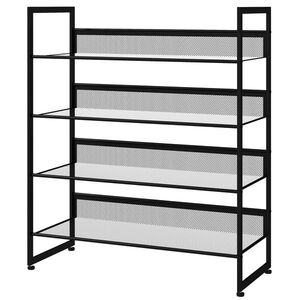 Imagine HOMCOM Pantofar Suport pentru pantofi, 4 polițe, 72 cm x 30 cm x 82, 7 cm, Negru | Aosom Romania