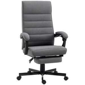 Imagine Vinsetto Fotoliu de birou pivotant inclinabil în material textil aspect lin, cu brațe înălțime reglabilă, gri | Aosom Romania