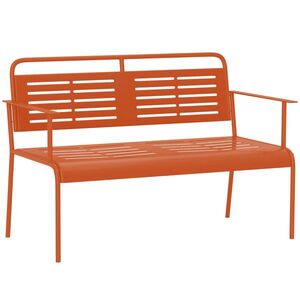 Imagine Outsunny Bancă de grădină pentru 2 persoane, bancă exterioară din oțel cu brate și spătar, pentru balcon, 121 x 64 x 84 cm, roșu | Aosom Romania