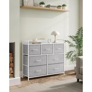 Imagine Comoda cu 7 sertare textile, Songmics, 98x28.5x85 cm, max 71 kg, otel/material nesetut, gri
