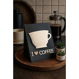 Imagine Decoratiune, Coffee Corner, 12x8, 5x14 cm, Bioplastic, Alb/Negru