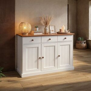 Imagine Comoda Westerland 4.2 , Inter Link, 131x45x86 cm, lemn, alb/maro sepia