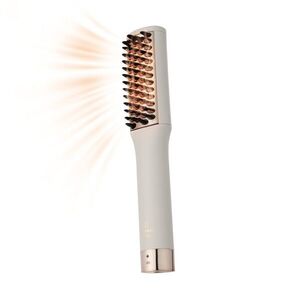 Imagine Mini pieptene pentru indreptat parul Fashion TV, Matte Cream-Gold, 180°C, invelis ceramic, crem