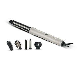 Imagine Aparat de coafat profesional, 5 in 1 Fashion TV, Matte Cream-Gold, 1500W, 3 viteze, 3 trepte de temperatura, crem