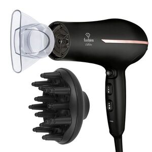 Imagine Uscator de par profesional Fashion TV, Matte Black-Rose Gold, 1950-2300W, 2 viteze, 3 trepte de temperatura, negru