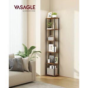 Imagine Raft depozitare 6 niveluri, Vasagle, 38x23.8x173.4 cm, PAL/otel, maro/negru