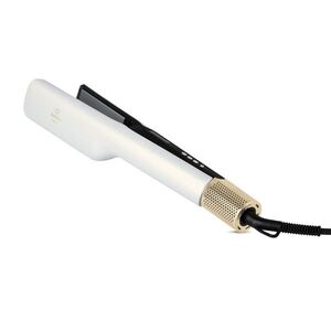Imagine Placa de par cu uscator, 2 in 1 Fashion TV, Pearl White-Gold, 1000W, 230°C, 3 viteze, 3 trepte de temperatura, invelis ceramic, alb