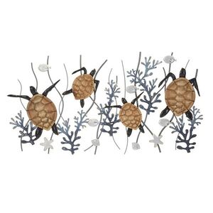 Imagine Decoratiune de perete Turtle, Mauro Ferretti, 132.7 x 69.9 cm, fier/MDF, multicolor