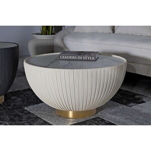 Imagine Masuta de cafea Elge, Mauro Ferretti, 71x71x38 cm, fier/ceramica, crem/auriu