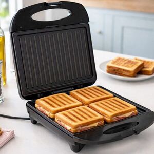 Imagine Sandwich maker Beper, 1400W, 26x32.5x10.8 cm, bachelita/otel, negru